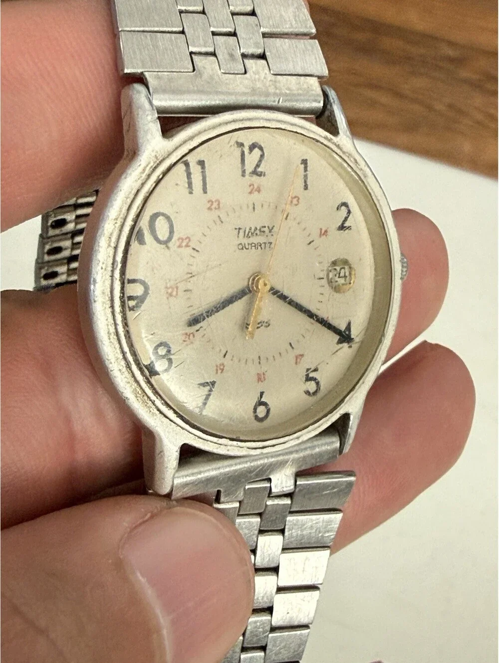 Vintage Watch Timex Silver Metal With Casio Band , Looks Good , Is Untested